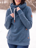 Grau Langarm Kapuze Unifarben Sweatshirt