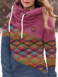 Pink Lässig Kapuze Paneeliert Unifarben Sweatshirt