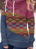 Pink Lässig Kapuze Paneeliert Unifarben Sweatshirt