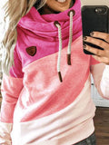 Pink Paneeliert Kapuze Langarm Unifarben Sweatshirt