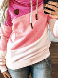 Pink Paneeliert Kapuze Langarm Unifarben Sweatshirt