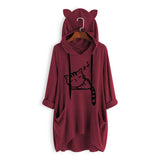 Schlafende Katze Oversize Hoodie mit Katzenohren