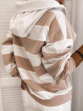 Blockierte Farben Striped Hoodie Langarm-Freizeit-T-Shirts