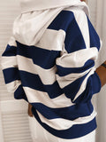 Blockierte Farben Striped Hoodie Langarm-Freizeit-T-Shirts