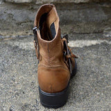 Kunstleder Schnalle Niedrig Stiefelette