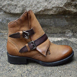 Kunstleder Schnalle Niedrig Stiefelette