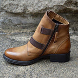 Kunstleder Schnalle Niedrig Stiefelette
