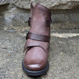 Kunstleder Schnalle Niedrig Stiefelette