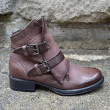 Kunstleder Schnalle Niedrig Stiefelette