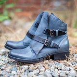Kunstleder Schnalle Niedrig Stiefelette