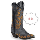 Blumenstickerei Kunstleder Kleid Stiefelette