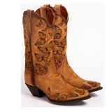Blumenstickerei Kunstleder Kleid Stiefelette