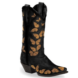 Blumenstickerei Kunstleder Kleid Stiefelette