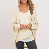 Damen Lose Asymmetrisch Jumper Sweatshirt Pullover Bluse Oberteile Oversize Tops