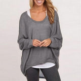 Damen Lose Asymmetrisch Jumper Sweatshirt Pullover Bluse Oberteile Oversize Tops