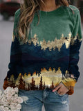Landschaft bedruckt Lange Ärmel Pullover Pullover
