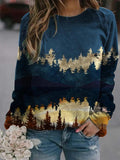 Landschaft bedruckt Lange Ärmel Pullover Pullover