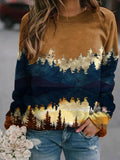 Landschaft bedruckt Lange Ärmel Pullover Pullover