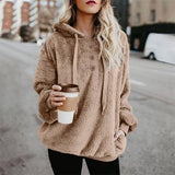 LÄSSIGER LANGEN ÄRMELN PLÜSCH HOODIE
