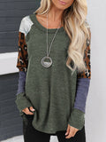 Leopard Perforiert Crew Ausschnitt T Shirts