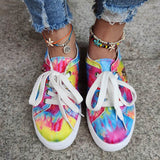 Multifaribg Tie-dye Reißverschluss Verziert Flach Sneakers