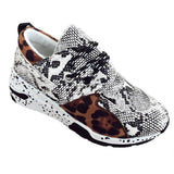 Leopard Farbe Block Schnürung Plateau Sneakers