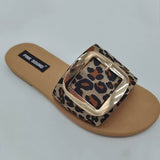 Metallic Schnalle Leopard Pantoffel