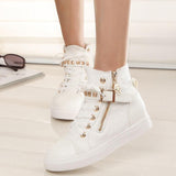 Denim Niete Reißverschluss Flach Sneakers