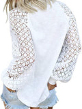 Spandex Crew Ausschnitt Perforiert Lace Shirts