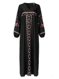 Floral Muster V Ausschnitt Länge Kleid Schwarz