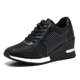 Perforiert Keilabsatz Schnürung Sneakers Grau Leopard