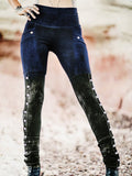 Print Retro Schmale Hosen