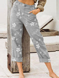 Damenmode Baumwolle Leinen bedruckte Hose