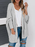 Gestrickt Warm Cardigan aus Polyester Grün Weiss