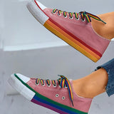 Regenbogen Farbkombination Leinwand Schnürsneakers