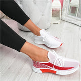 Mesh Flyknit Stoff Schnürsneakers Rot Orange Grau