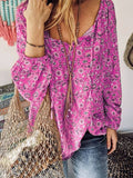 V Ausschnitt Floral-Print Hemd