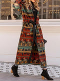 Frauen schnüren Tribal Schal Kragen Boho Oberbekleidung mit Gürtel