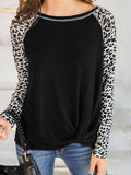 Leopardenmuster Langarm-T-Shirt