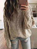 Modischer einfarbiger Strickpullover