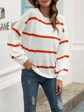 Gestreifter Laternenärmel Pullover