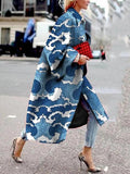 Modisch bedruckter loser langer Trenchcoat