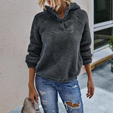 LÄSSIGER LANGEN ÄRMELN PLÜSCH HOODIE