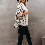 Mode Leopard Pullover Strickjacke