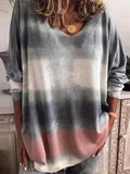 Lässiger Langarm-Pullover mit V-Ausschnitt