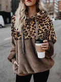 Langarm Leopardenmuster Plüsch Hoodie
