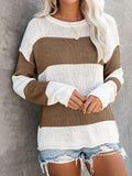 Langärmliger lässiger Farbblockpullover