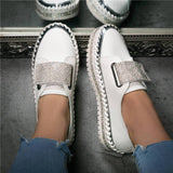 Strasssteine Plateau Sneakers mit Klettverschluss