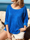 Minimalist Crew Ausschnitt Weiss Blau