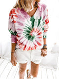V Ausschinitt Tie-Dye Sweatshirts
